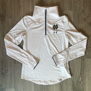 Under Armour Women’s Notre Dame Coldgear Quarter Zip Jacket White Navy Small